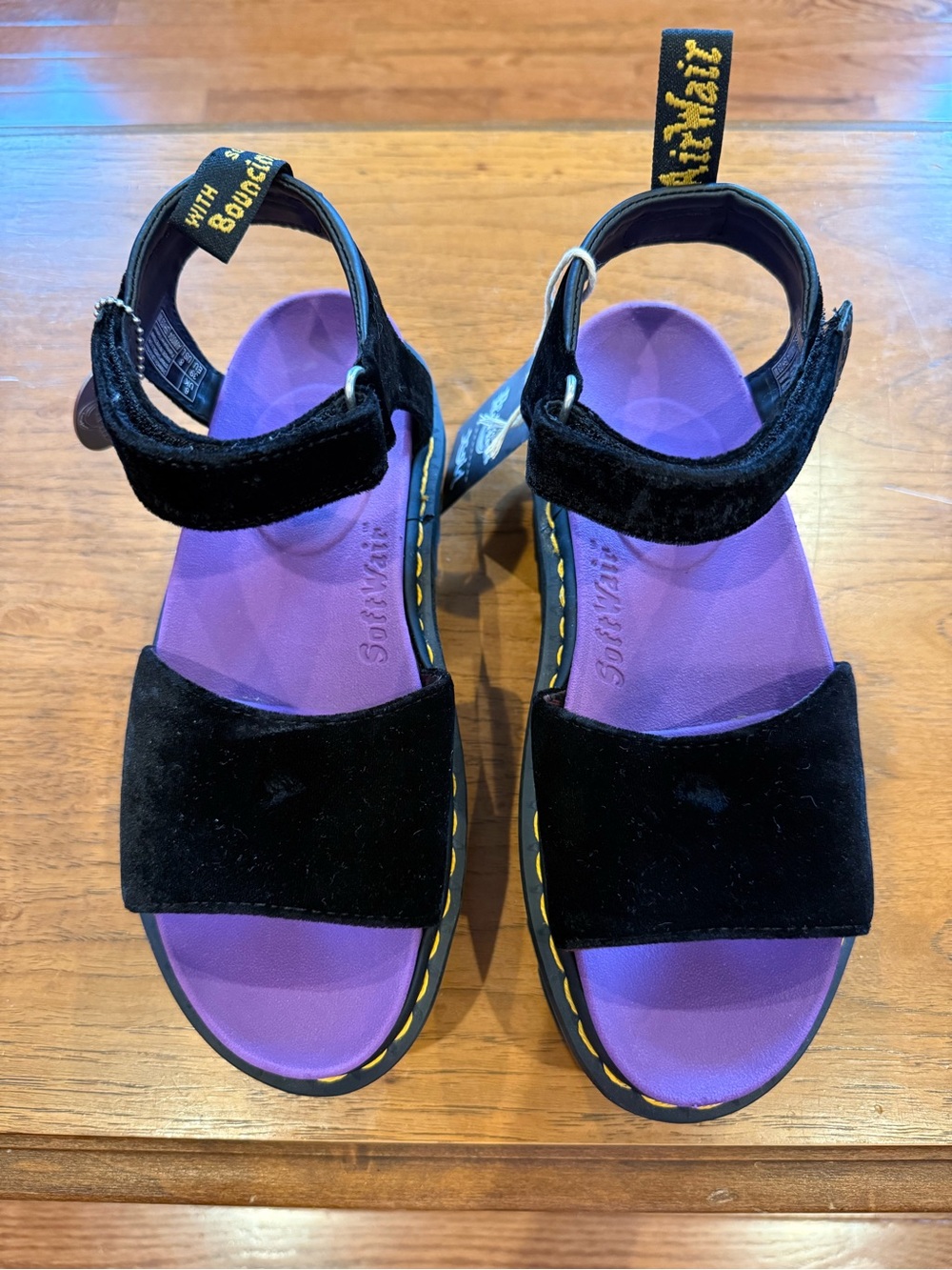 RARE X-Girl Dr. Martens Collab Black Velvet and Purple Platform Sandals - Picture 4 of 8